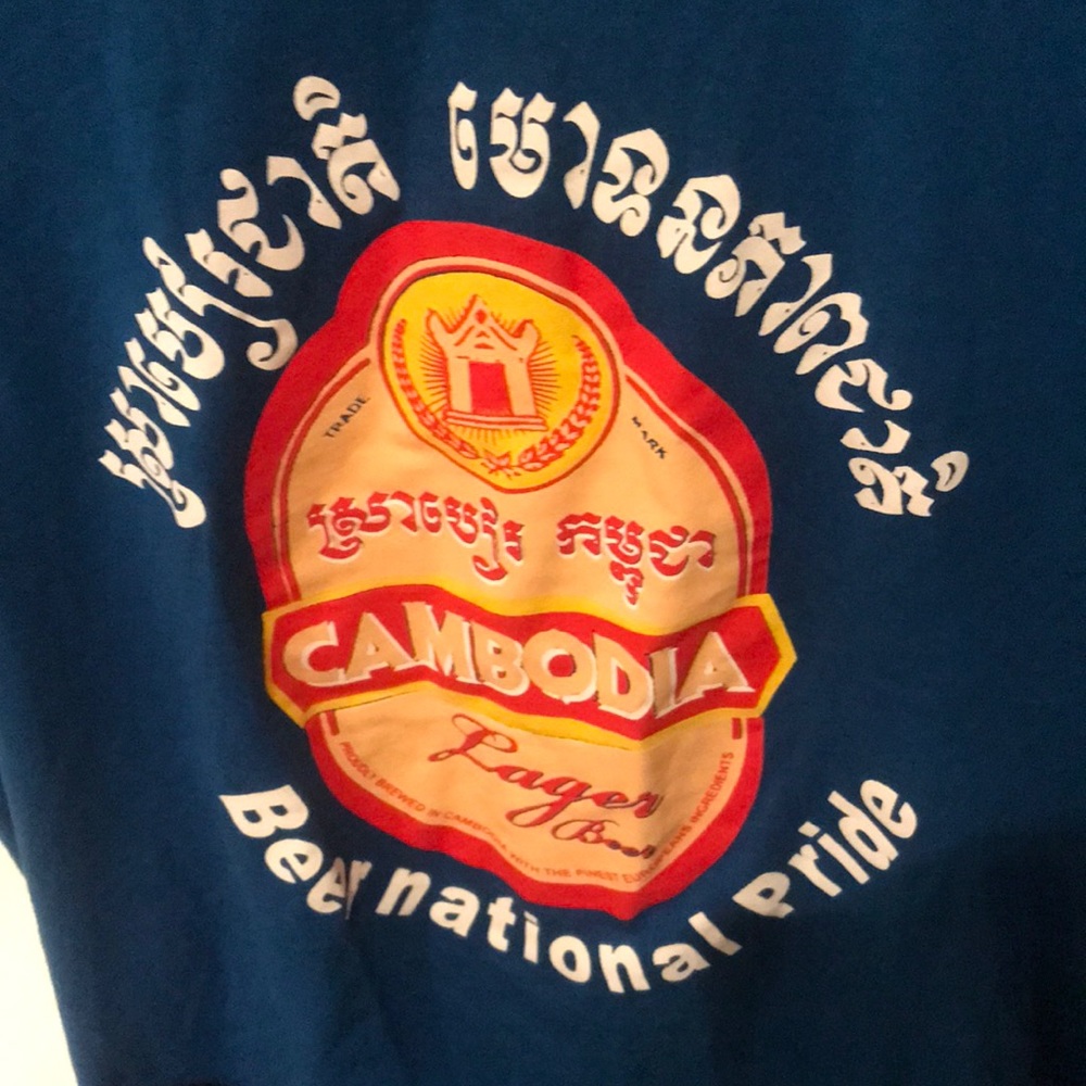 Faded Glory Ultra Soft Blue Cambodia National Beer tshirt